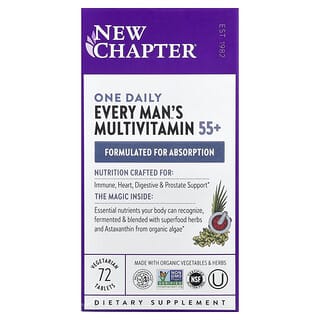 New Chapter, Varje mans en daglig 55+ multivitamin, 72 vegetariska tabletter