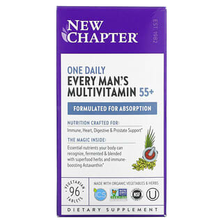 New Chapter, فيتامينات متعددة للرجال من عمر 55 عامًا فأكثر منEvery Man يتم تناولها مرة واحدة يوميًا، 96 قرصًا نباتيًا