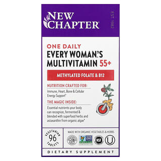 New Chapter, Every Woman's Multivitamin™, Suplemento multivitamínico de una ingesta diaria para mujeres mayores de 55 años, 96 comprimidos vegetales