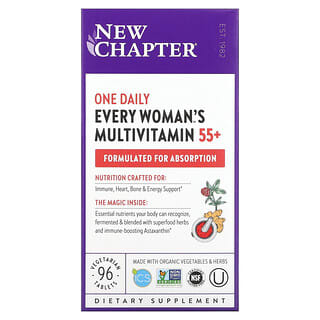 New Chapter, 55+ Every Woman's One Daily, витаминный комплекс на основе цельных продуктов для женщин старше 55 лет, 96 вегетарианских таблеток