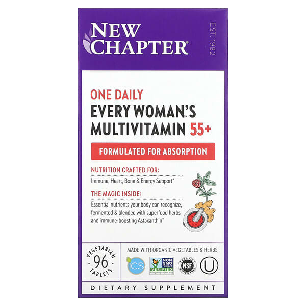 New Chapter‏, 55+ Every Woman's One Daily, Whole-Food Multivitamin, 96 Vegetarian Tablets