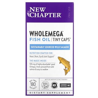 New Chapter, Wholemega, риб’ячий жир, маленькі капсули, 180 капсул