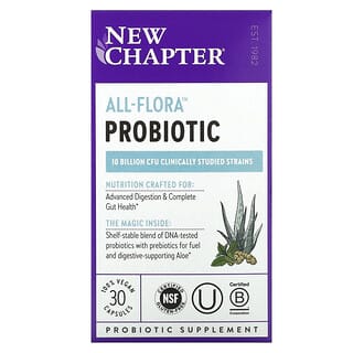 New Chapter, Пробиотик All-Flora, 30 веганских капсул