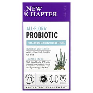 New Chapter, Probiótico All-Flora, 10 Bilhões de UFCs, 60 Cápsulas Veganas