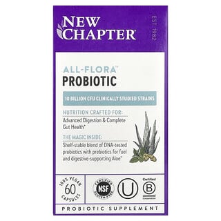 New Chapter, Probiótico All-Flora, 10.000 millones de UFC, 60 cápsulas veganas