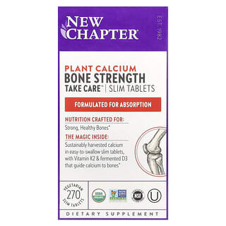 New Chapter, Cálcio à Base de Plantas, Bone Strength Take Care™, 270 Comprimidos Slim Vegetarianos