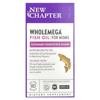 New Chapter, Aceite de pescado Wholemega para mamás, 180 cápsulas blandas