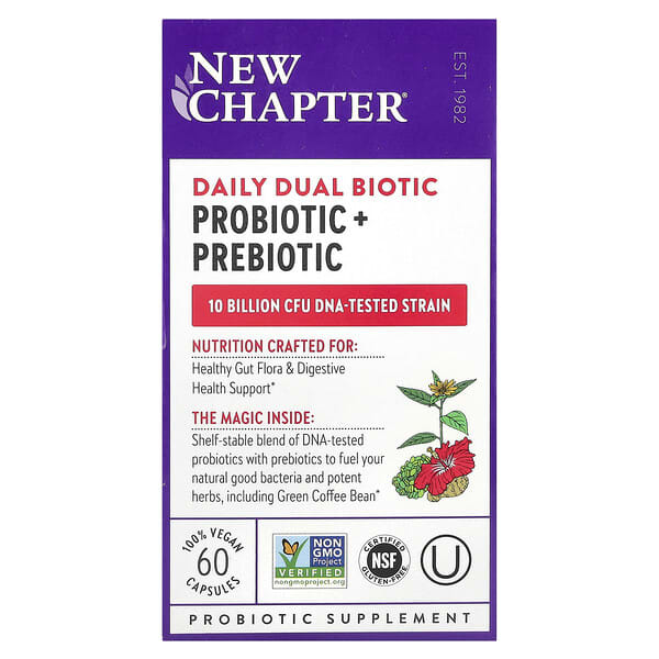 Daily Dual Biotic, Probiotic + Prebiotic, 60 Vegan Capsules