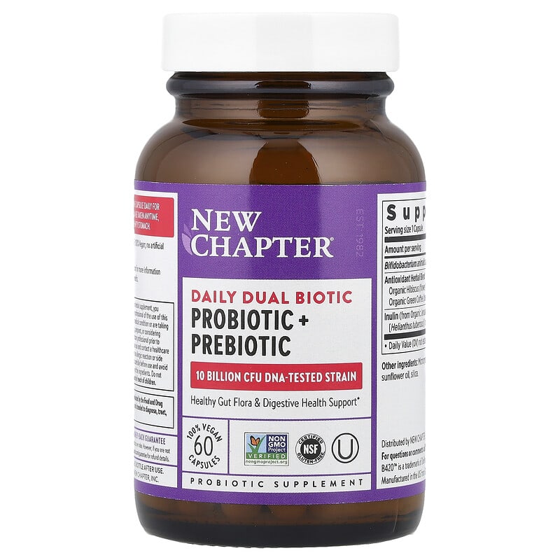 Daily Dual Biotic, Probiotic + Prebiotic, 60 Vegan Capsules