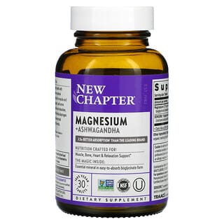 New Chapter, Magnesium + Ashwagandha, 30 vegane Tabletten
