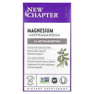 New Chapter, Magnesium + Ashwagandha, 60 Vegan Tablets