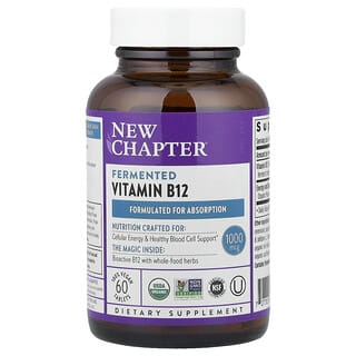 New Chapter, Gefermenteerde vitamine B12, 1000 mcg, 60 veganistische tabletten