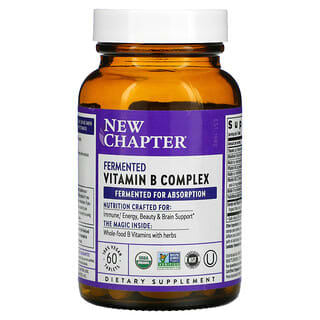 New Chapter, Complexo de Vitamina B fermentado, 60 Comprimidos Veganos