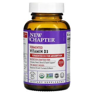 New Chapter, Vitamina D3 fermentada, 2000 UI, 60 comprimidos vegetales