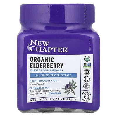 New Chapter, Organic Elderberry Whole-Food Gummies, 60 Gummies