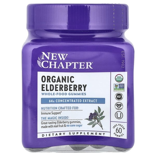 New Chapter Organic Elderberry Whole-Food Gummies, 60 Vegan Gummies