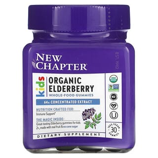 New Chapter, Kids Organic Elderberry Whole-Food Gummies, Ages 2+, 30 Vegan Gummies