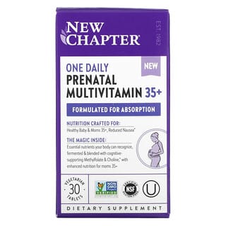 New Chapter, Un suplemento multivitamínico prenatal diario para mayores de 35 años, 30 comprimidos vegetales