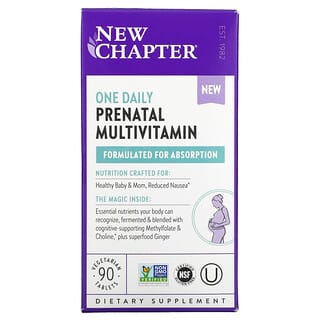 New Chapter, Suplemento multivitamínico prenatal de una ingesta diaria, 90 comprimidos vegetales