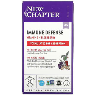 New Chapter, Defesa Imunológica, Vitamina C + Sabugueiro, 30 Comprimidos Vegetarianos