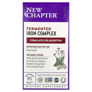 New Chapter, Complexe de fer fermenté, 90 comprimés végétariens