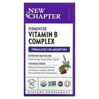 New Chapter, Ферментированный комплекс витаминов группы B, 90 веганских таблеток