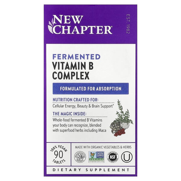 New Chapter, Fermentowany kompleks witamin z grupy B, 90 tabletek wegańskich