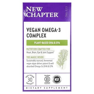 New Chapter, Complejo vegano de omega-3, 30 cápsulas blandas