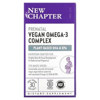 New Chapter, Complejo prenatal vegano de omega-3, 30 cápsulas blandas veganas