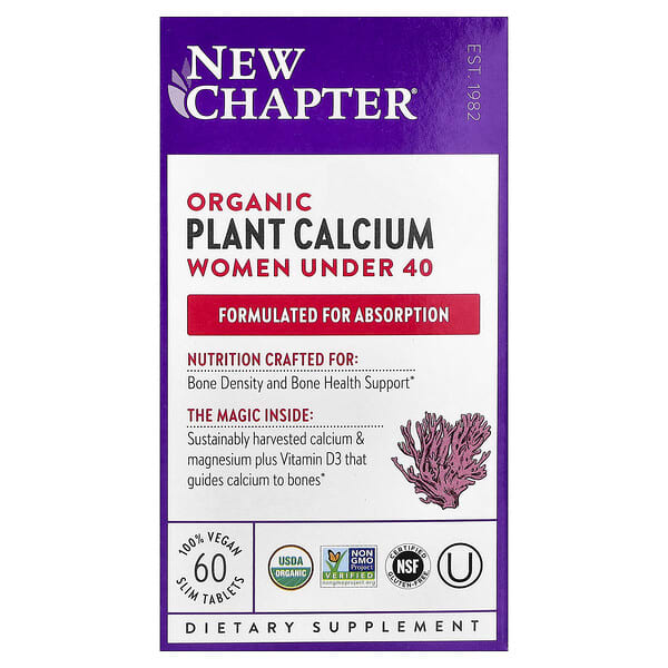 New Chapter Organic Plant Calcium, Women Under 40, 60 Vegan Slim Tablets