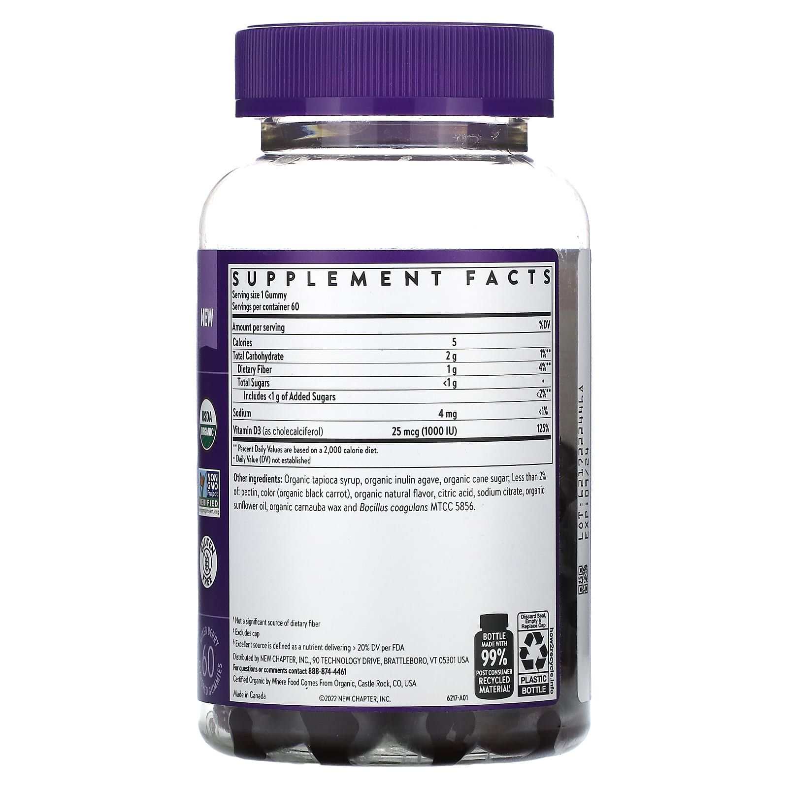 New Chapter, Vitamin D3+, Strength Support, Mixed Berry, 60 Flavored