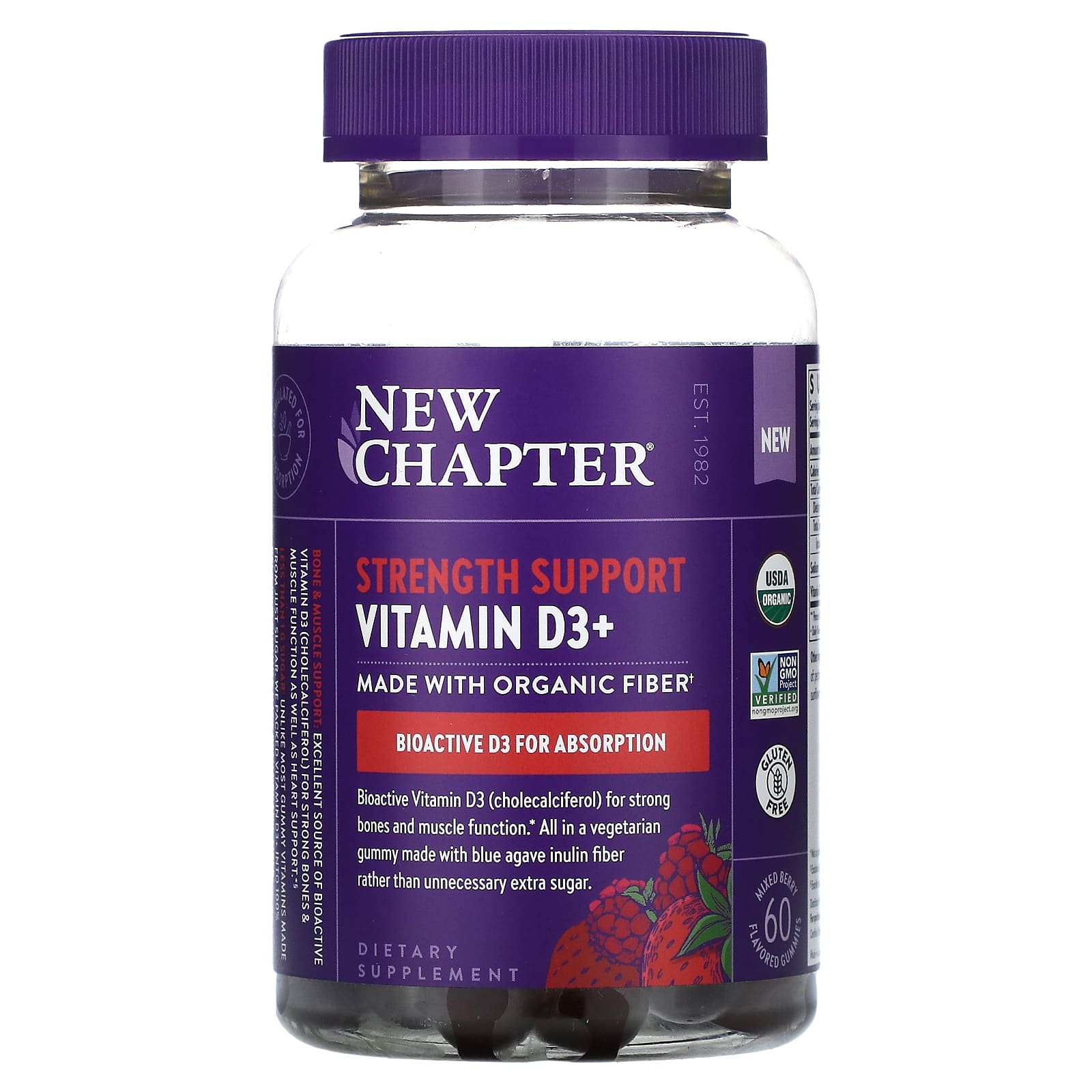 New Chapter, Vitamin D3+, Strength Support, Mixed Berry, 60 Flavored