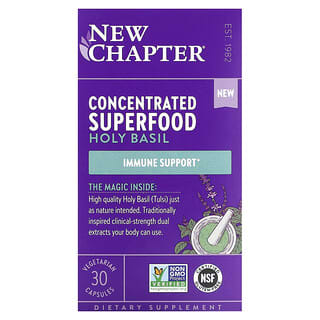 New Chapter, Superalimento concentrado, Albahaca sagrada, 30 cápsulas vegetales
