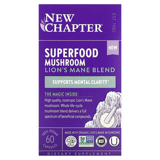 New Chapter, Superfood Mushroom, Lion's Mane Blend, 60 Vegan Capsules