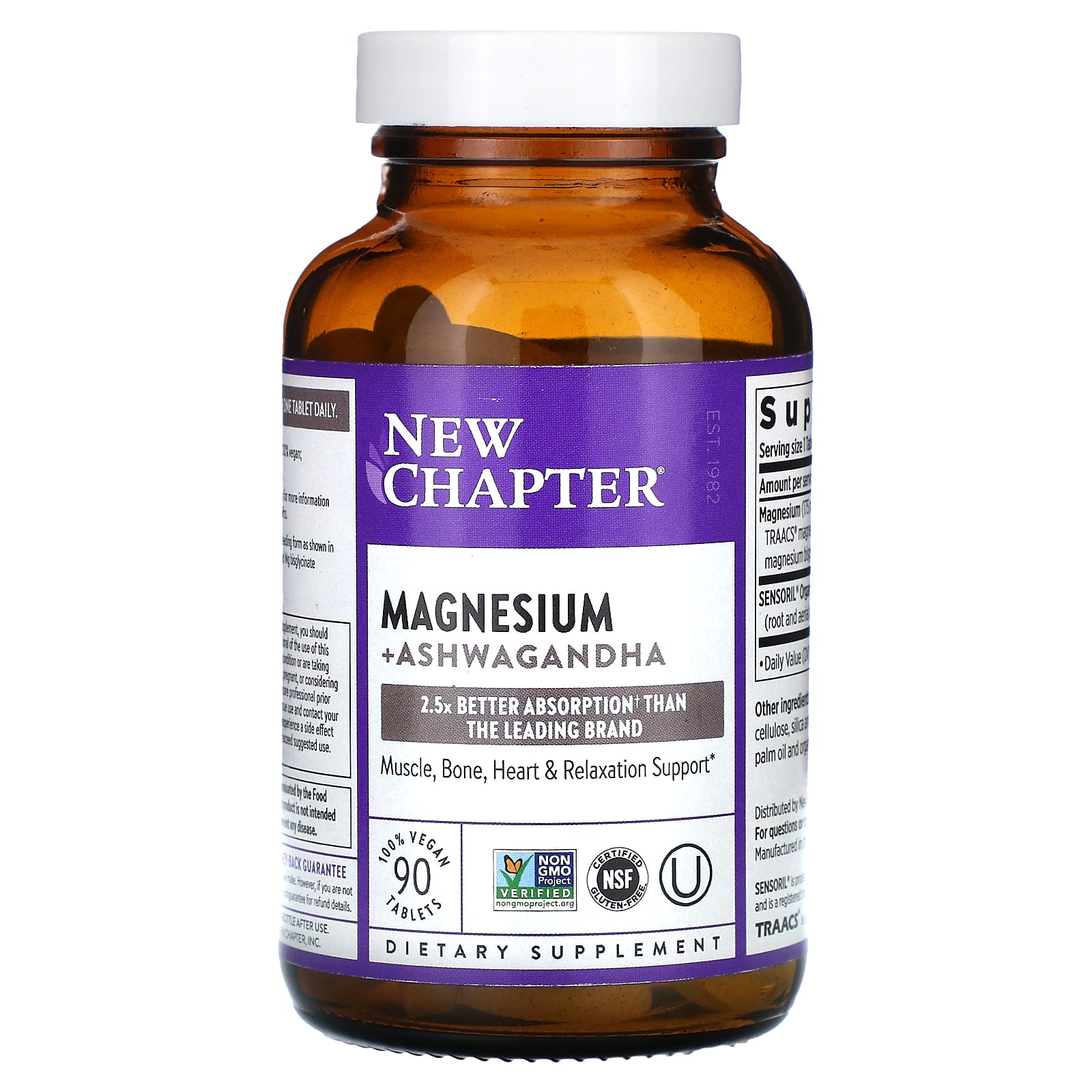 New Chapter, Magnesium + Ashwagandha , 90 Vegan Tablets