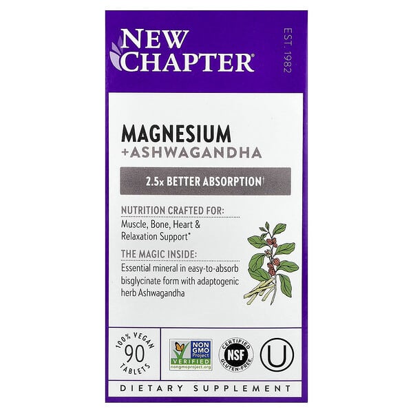Magnesium + Ashwagandha, 90 Vegan Tablets