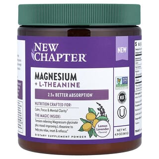 New Chapter, 마그네슘 + L-테아닌 분말, 레몬 라벤더, 141g(4.9oz)
