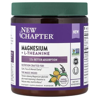 New Chapter, Magnesium + L-teaninpulver, citron-lavendel, 141 g