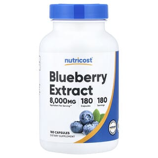 Nutricost, Blåbärsextrakt, 160 mg, 180 kapslar