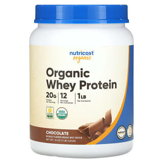 Nutricost, органический сывороточный протеин, со вкусом шоколада, 454 г (1 фунт)