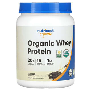 Nutricost, Protéines de lactosérum biologique, vanille, 454 g
