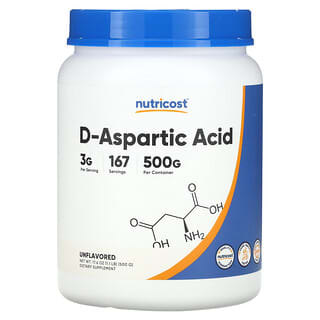 Nutricost, Ácido D-aspártico, sin sabor, 500 g (1,1 lb)