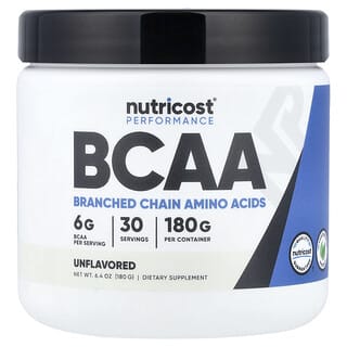 Nutricost, Performance, BCAA, Sin sabor, 180 g (6,3 oz)