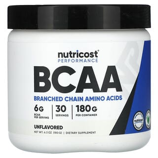 Nutricost, Performance, BCAA, Unflavored, 6.3 oz (180 g)