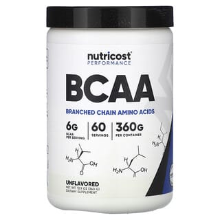 Nutricost, Performance, BCAA, Unflavored, 12.9 oz (360 g)