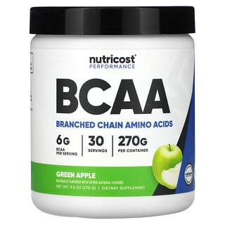 Nutricost, 운동 능력, BCAA, 그린 애플, 270g(9.5oz)