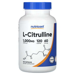 Nutricost, L-Citrulina, 1.000 mg, 120 Cápsulas (500 mg por Cápsula)