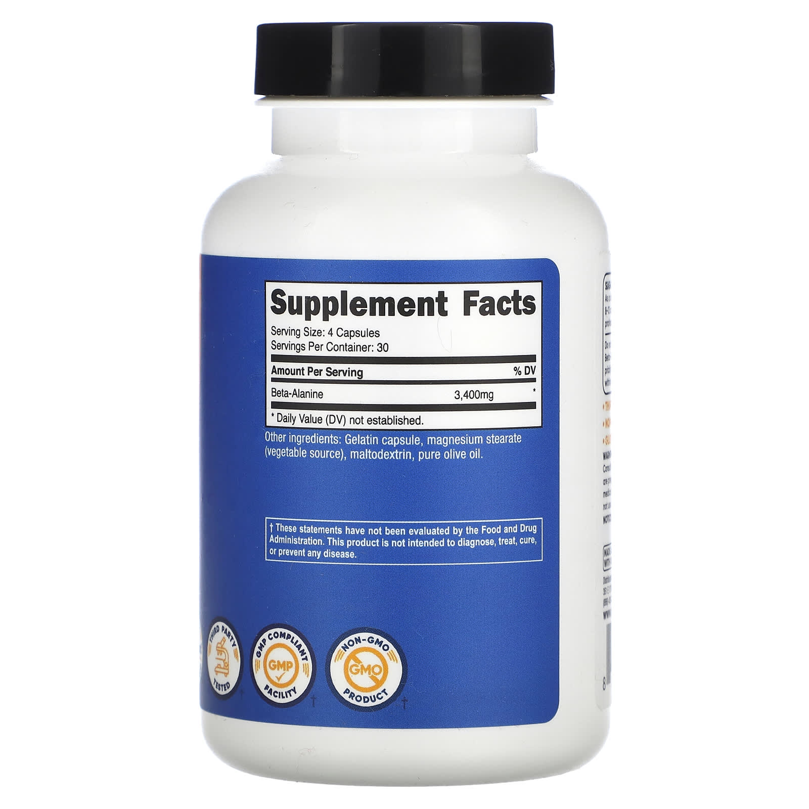Nutricost, β-丙氨酸，3400 毫克，120 粒膠囊（每粒膠囊 850 毫克）