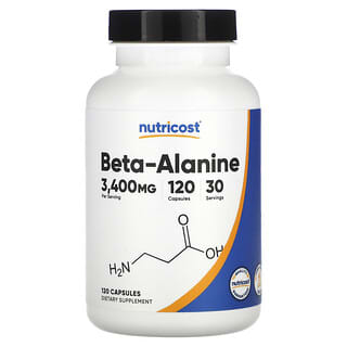Nutricost, Beta-Alanina, 3.400 mg, 120 Cápsulas (850 mg por Cápsula)