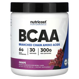 Nutricost, 운동 능력, BCAA, 포도 맛, 300g(10.6oz)